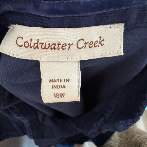 Coldwater Creek Plus Size 18 Blue Corduroy Button Front Shirt Midi Dress - Picture 6 of 6